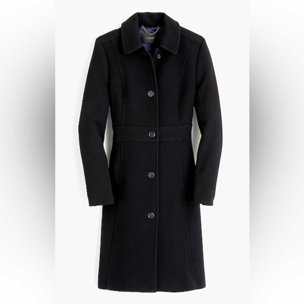 J. Crew Black Classic Lady Day Italian Wool Coat